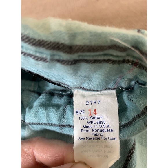 Women's Sz 14 Vintage Woolrich Blue Window Payne Flannel Button Down Long Sleeve - Picture 5 of 7